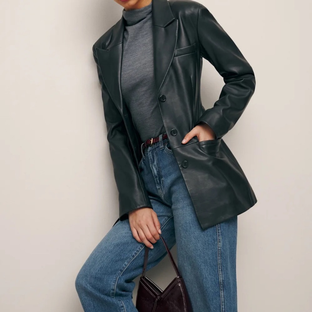 Reformation NWT Veda Black Leather Blazer - XS